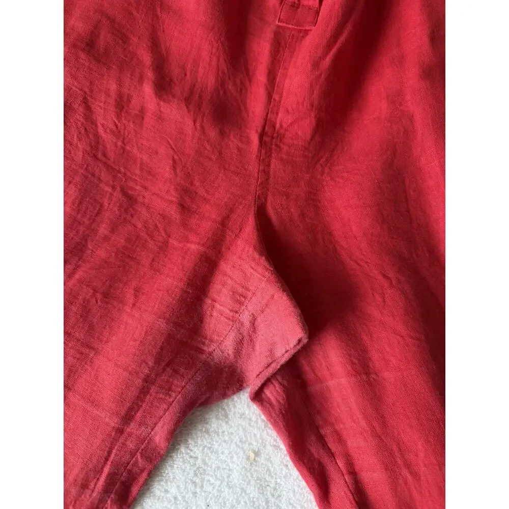 Everlane 100% Linen Short Sleeve Cropped Leg Jumpsuit in Tomato red Size 12